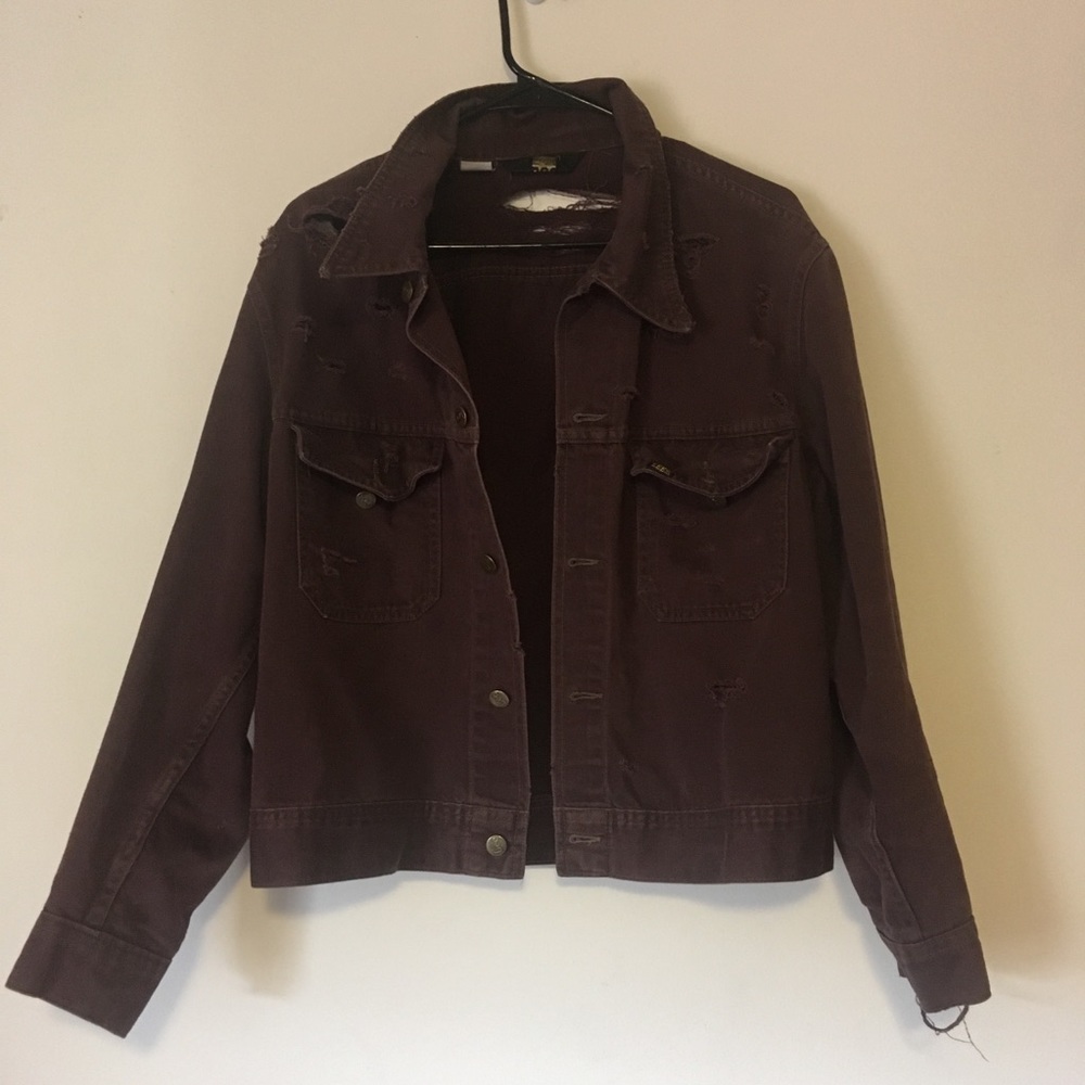Purple/Brown Distressed Jean Jacket